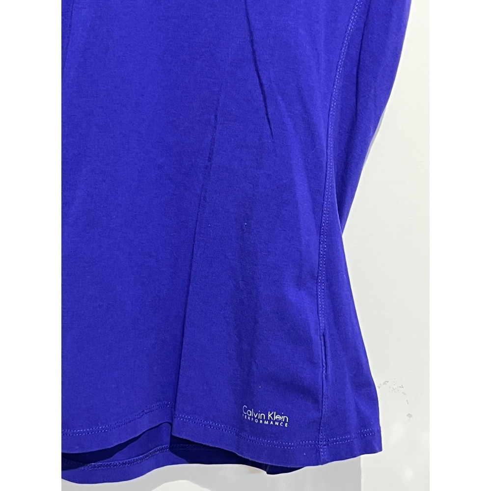 Calvin Klein Performance Womens Cobalt Blue Quick Dry V-Neck T-Shirt Size M - Picture 2 of 9